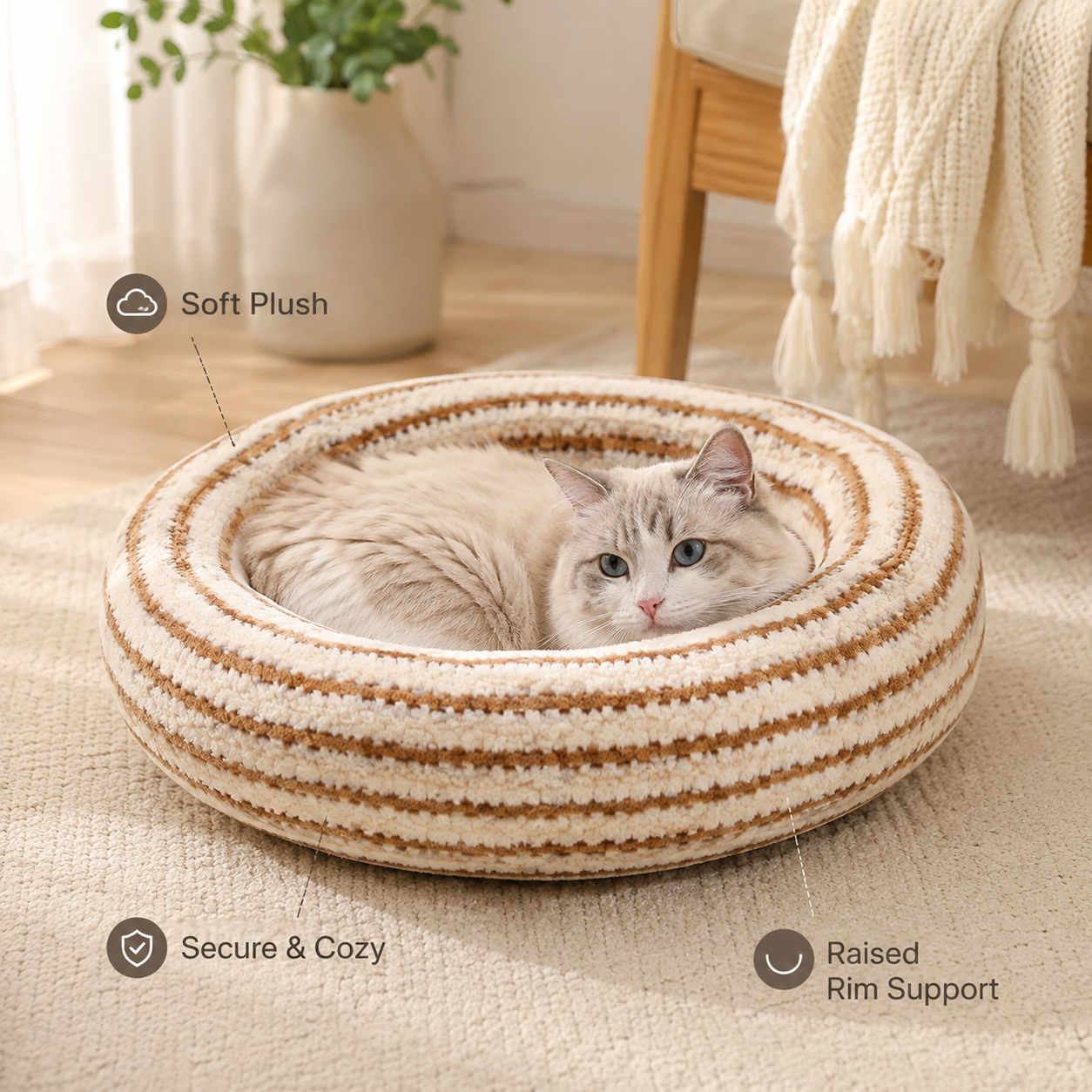 Pet sleeping pad with round shape