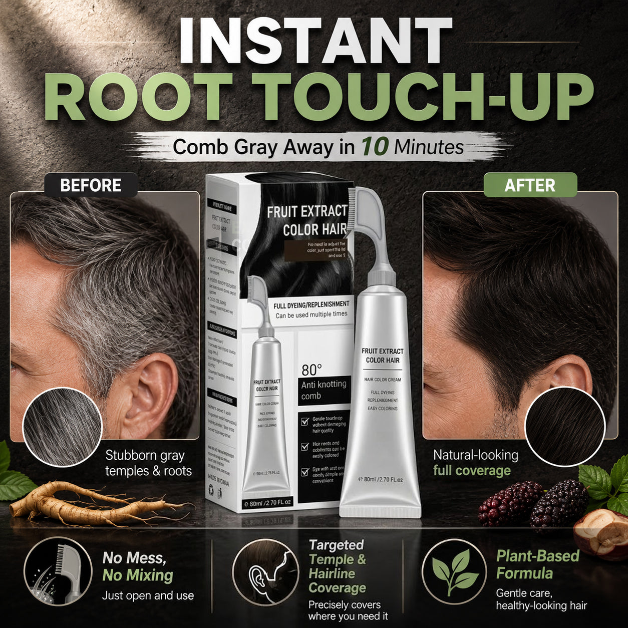 Plant-Based Comb Hair Dye
