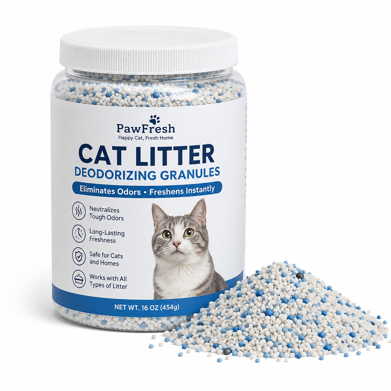 Cat litter deodorizing granules