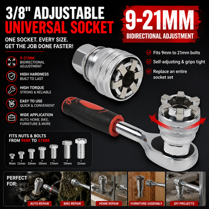 2026 Upgraded 9–21mm Universal Socket Wrench