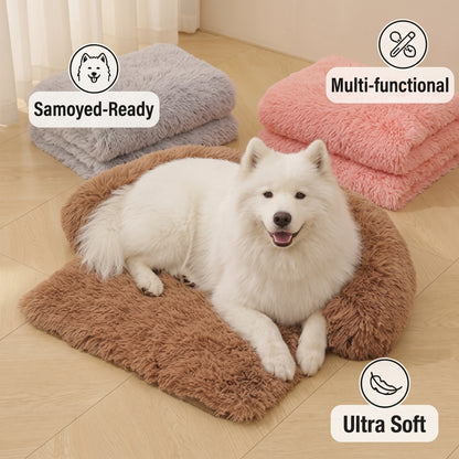Furry plush pet bed with detachable pet dog kennel