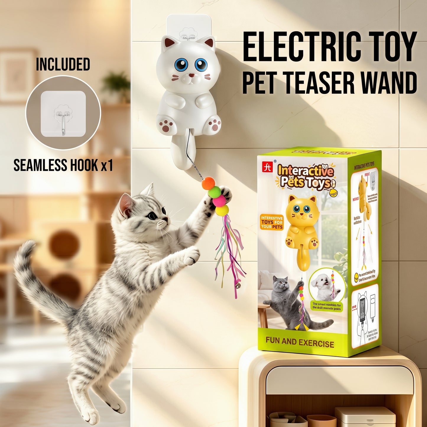 Electric cat teaser rope with bells