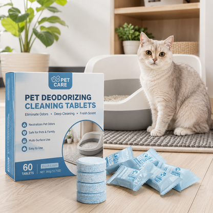 Pet deodorizing cleaning tablets